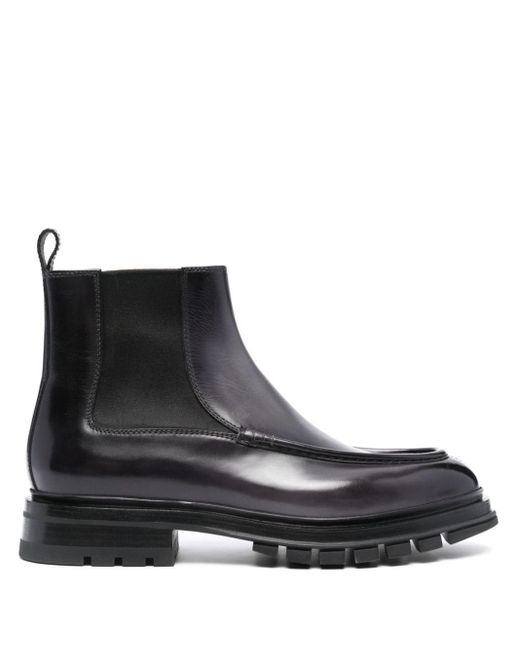 Santoni Black Leather Chelsea Boots for men