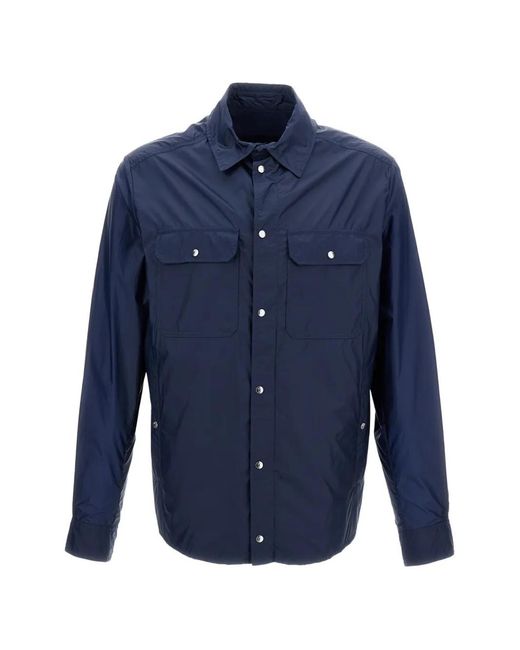 Moncler Blue Logo-Patch Overshirt for men