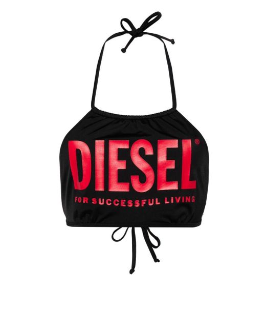 DIESEL Red Bfb-lea Logo-print Bikini Top