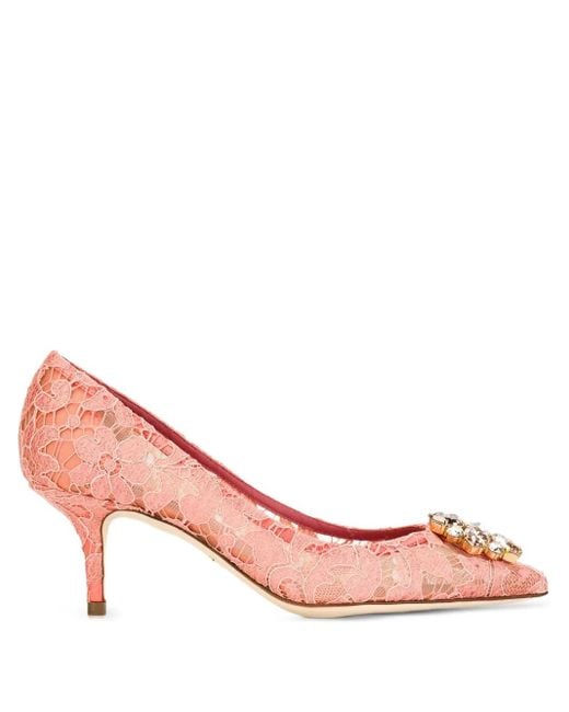 Dolce & Gabbana Pink Bellucci Lace Heeled Pumps
