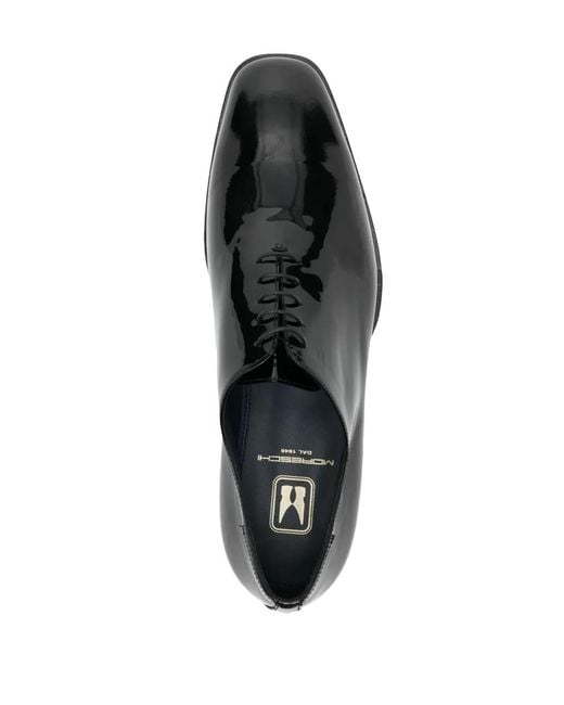 Moreschi Black Logo-Debossed Patent Leather Oxfords for men