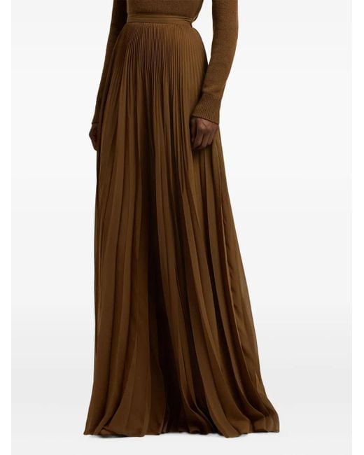 Gonna Lunga Plissettata di Ralph Lauren in Brown