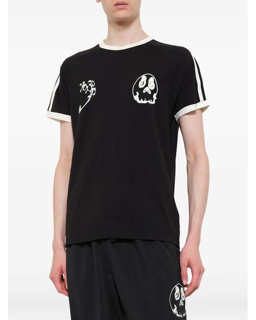 Y-3 Black Skull-Print 3-Stripes T-Shirt for men