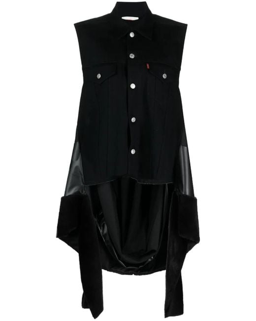 Junya Watanabe Black Draped Denim Vest