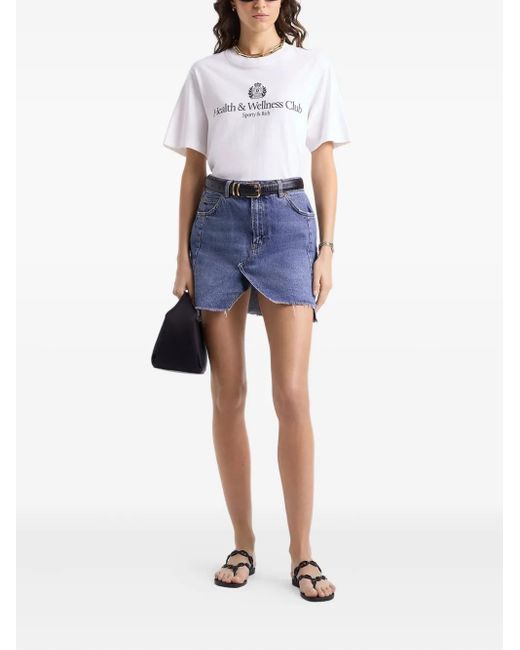Sporty & Rich White H&W Logo-Embellished T-Shirt