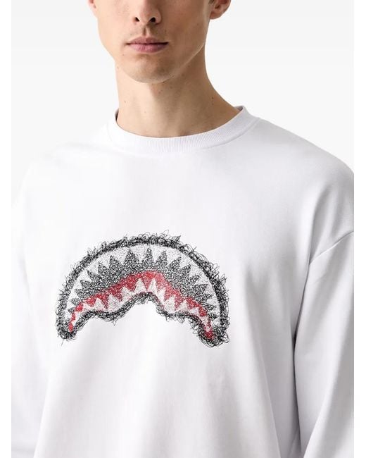 Sprayground Gray Shark-Patch Sweatshirt for men