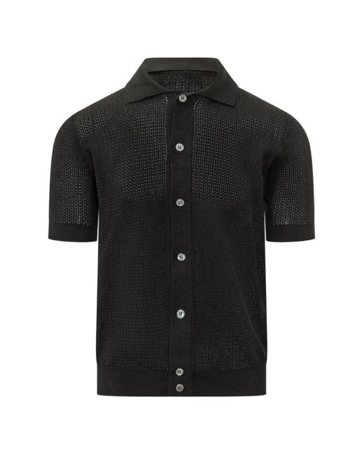 FILIPPO DE LAURENTIIS Black Rice-Grain Knit-Shirt for men