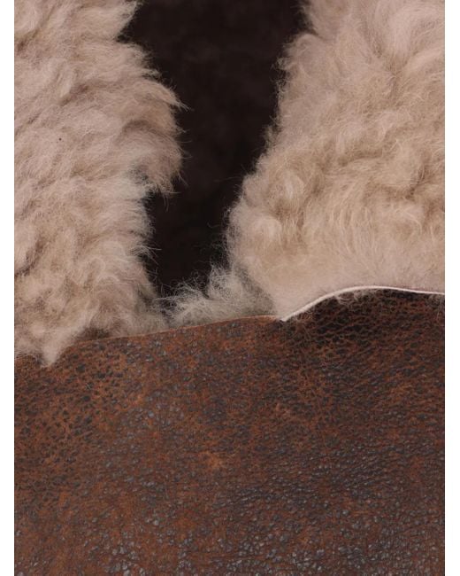 Ann Demeulemeester Brown Shearling-Panelled Leather Gilet