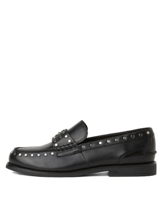 Karl Lagerfeld Black Stud-Embellished Loafers