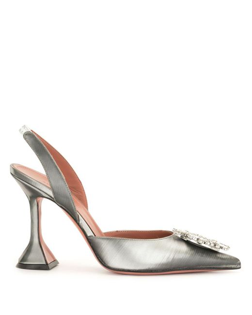 AMINA MUADDI Crystal Buckle Slingback Pumps in Metallic | Lyst