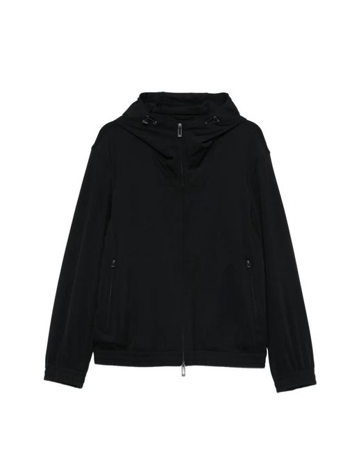 Emporio Armani Black Zip-Fastening Hooded Jacket for men