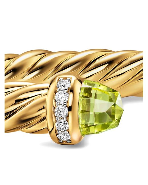 David Yurman Metallic 18K Cablespira Flex Peridot And Diamond Bracelet