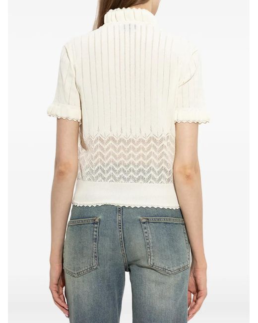 McQueen White Pointelle-Knit Top