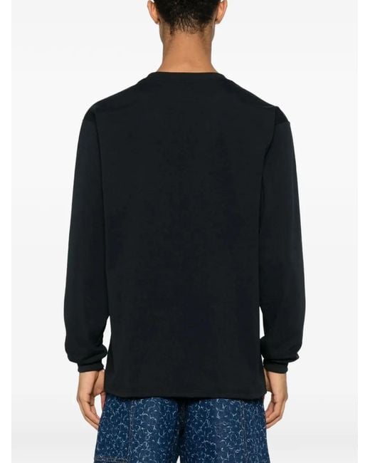 Needles Blue Logo-Embroidered T-Shirt for men