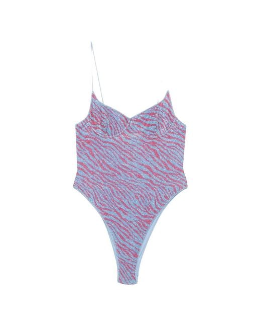 Oseree Purple Zebra-Print Underwired Swimsuit