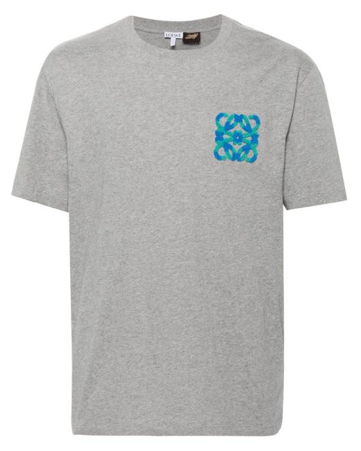 Loewe Gray Terry-cloth Logo-appliqué T-shirt for men