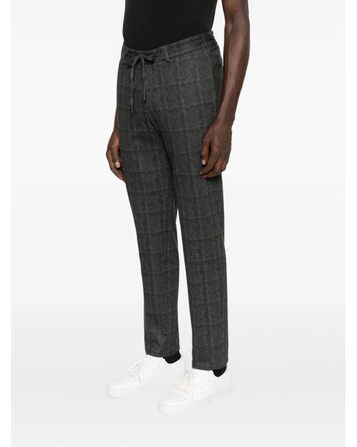Karl Lagerfeld Gray Checked Drawstring Trousers for men