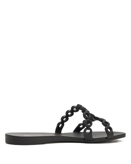 Aquazzura Black Infinity Chain Flat Sandals