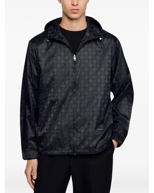 Sandro Black Square-Pattern Jacket for men