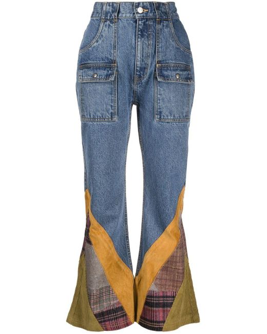 ANDERSSON BELL Patchwork-detail Flared Jeans in Blue | Lyst