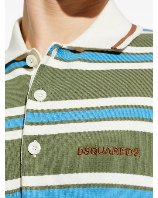 DSquared² Green Striped Polo Shirt for men