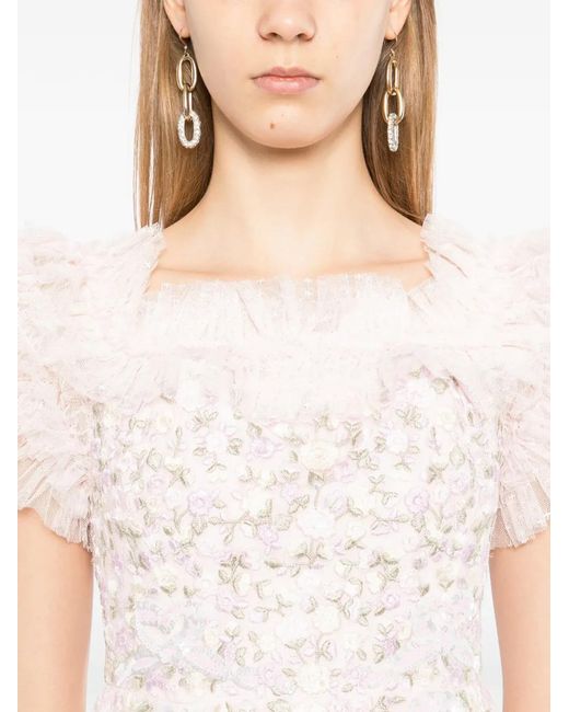 Needle & Thread Pink Floral-Embrodairy Dress