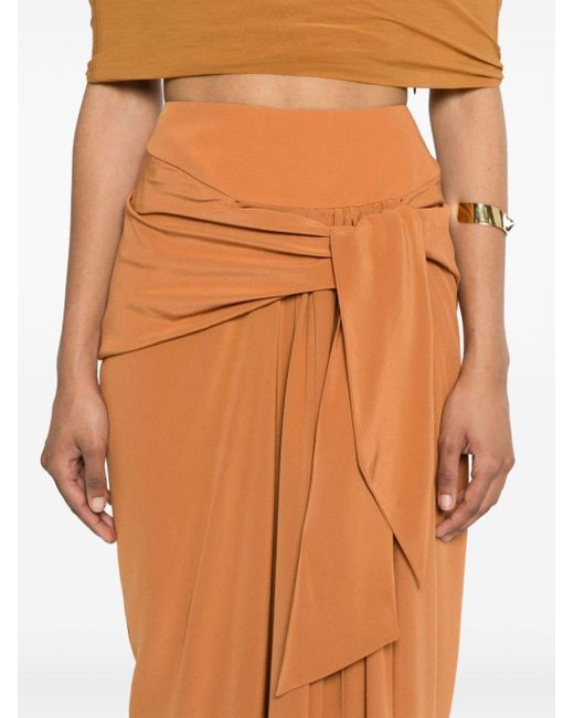 Pleat-detail silk skirt di Ermanno Scervino in Orange
