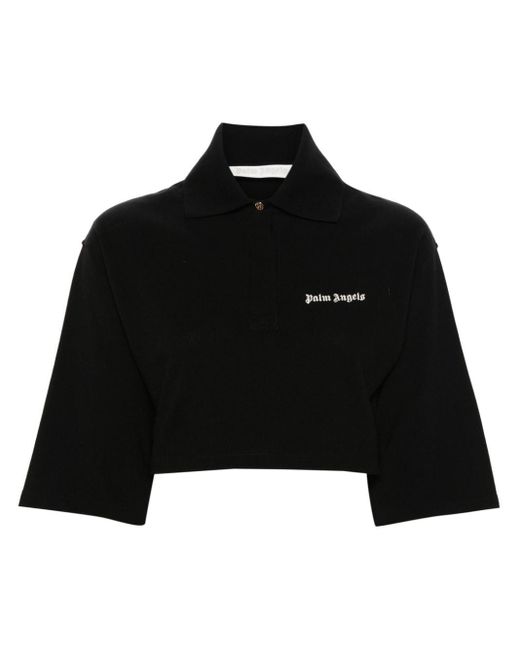 Palm Angels Black Cropped-Poloshirt