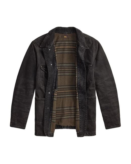 RRL Black Buttoned-Up Denim Overshirt for men