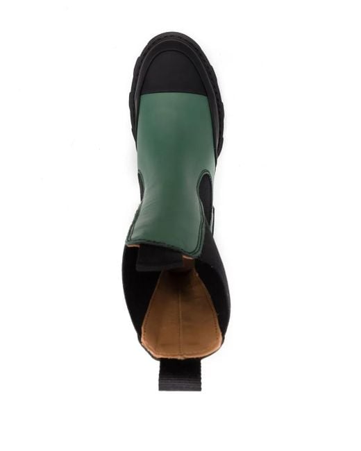 Ganni Black Colour-Block Leather Ankle Boots