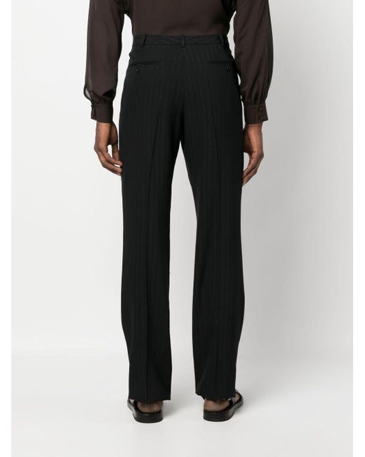 Saint Laurent Black Stripe-pattern Straight-leg Trousers for men