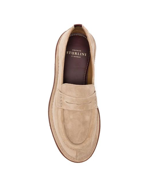 STURLINI FIRENZE Pink Suede Penny Loafers for men