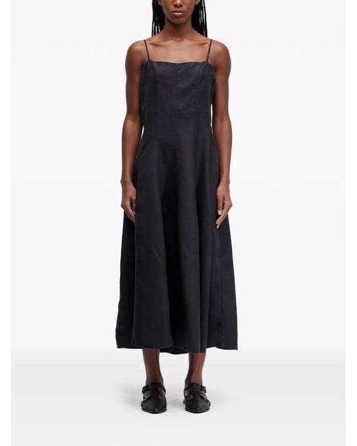 Osklen Black Topstitching Midi Dress