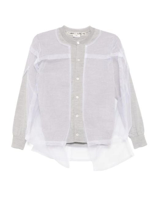 Cárdigan de lana a capas Comme des Garçons de color White