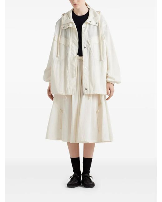 Prada Natural Cotton-Blend Midi Skirt