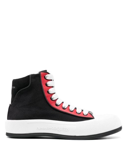 McQueen White Tread Slick Lace-Up Sneakers for men