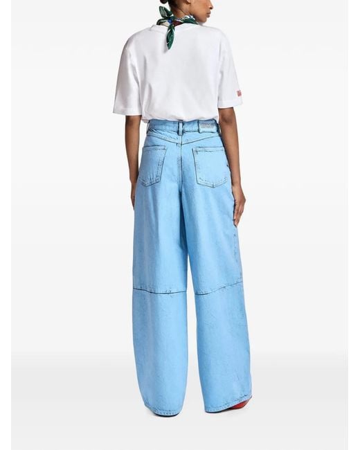 Essentiel Antwerp Blue Dirty-Effect Wide-Leg Jeans