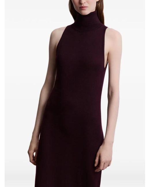 12 STOREEZ Purple Turtleneck Sleeveless Maxi Dress