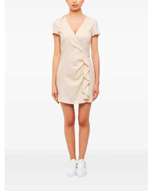 ARMANI EXCHANGE White Ruffled Wrap Dress