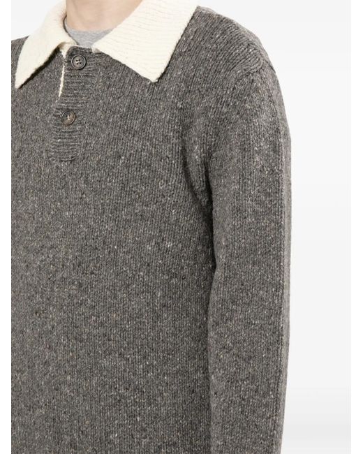A.P.C. Gray Contrasting Polo Sweater for men