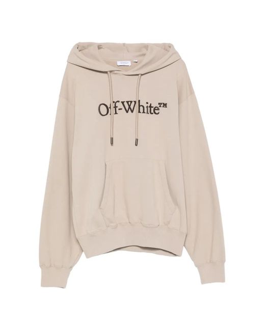 Off-White c/o Virgil Abloh Natural Logo-Print Drawstring Hoodie for men