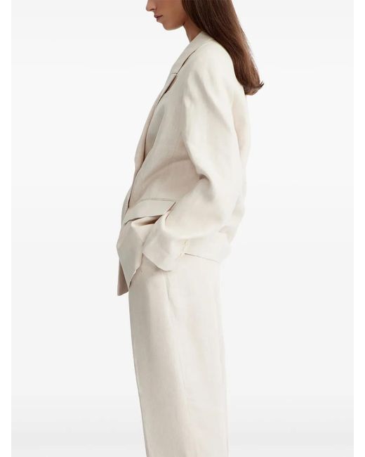 12 STOREEZ Natural Double-Breasted Linen Blazer