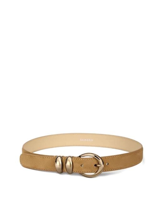 Sandro Metallic Leather Belt With Metal Buckle