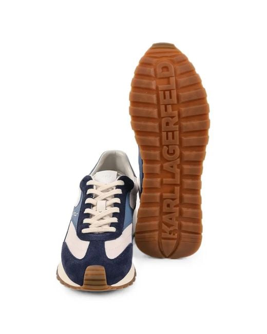 Karl Lagerfeld Blue Kairo Panelled Suede-Trimmed Sneakers for men