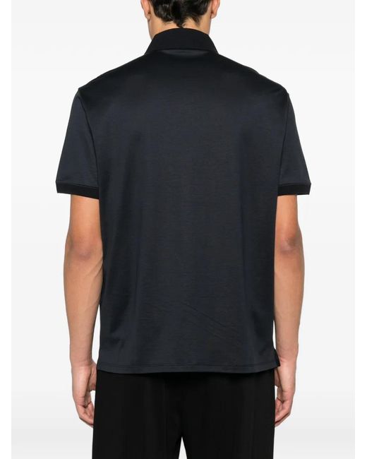 Emporio Armani Black Cotton Polo Shirt for men