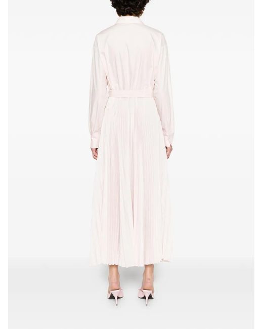 Twinset Pink Belted Pleated Shirt Dress