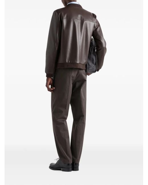 Prada Brown Reversible Nappa Leather Bomber Jacket for men