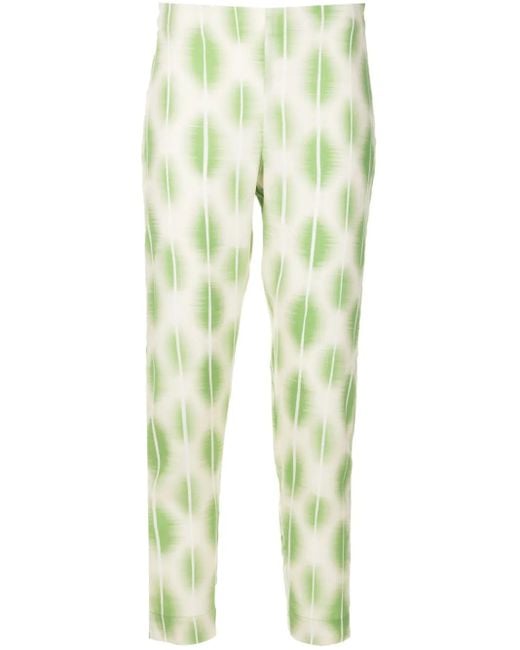 Lenny Niemeyer Green Abstract-Print Stretch-Silk Trousers