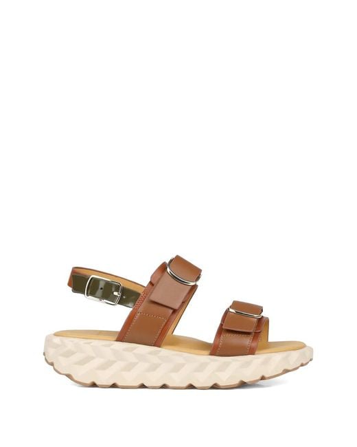 4Ccccees Brown Jabara Sandy Leather Heeled Sandals