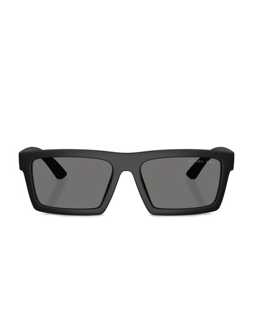 Prada Linea Rossa Gray Rectangle-Frame Sunglasses for men